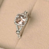 0.7ct Cushion Cut Peach Morganite Solitaire Engagement Ring 14k WhiteGold Finish