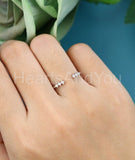 0.2ct Round Cut Moissanite Open Cuff Women Wedding Band 14k White Gold Plated