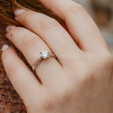 0.5ct Round Cut Moissanite 6 Prong Peg Head Setting Ring 14k White Gold Plated
