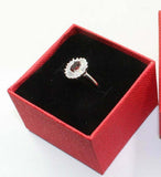 2.3ct Engagement Ring Oval Cut Red Garnet Diamond Ballerina 14k WhiteGold Finish