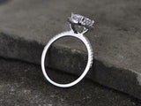2.35ct Engagement Ring Oval Cut Diamond Round Accent Halo 14k White Gold Finish
