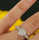 2ct Round Cut Diamond High Set Solitaire Engagement Ring 14k White Gold Finish