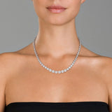 20Ct Pear Cut VVS1/D Graduated Diamond Tennis Necklace 14k White Gold Finish