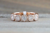 2ct Round Cut Diamond Engagement Ring 14k Rose Gold Over Five Stone Cluster Halo