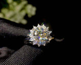 2.25ct Engagement Ring Round Cut Diamond Floral Design 14k White Gold Finish