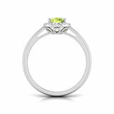 1Ct Oval Cut Green Peridot Diamond Halo Engagement Ring 14K White Gold Finish
