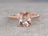 1ct Radiant Cut Champagne Morganite Solitaire Engagement 14k Rose Gold Finish