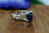 2ct Cushion Blue Sapphire Engagement Ring Milgrain Filigree 14k White Gold Over