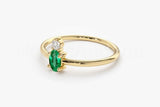 0.2ct Oval Cut Simulated Green Emerald Toi Et Moi Ring 14k Yellow Gold Plated