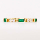 0.5ct Baguette Cut Simulated Emerald 3/4th Eternity Band 14k Yellow Gold Plated