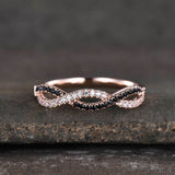 1ct White & Black Round Cut Diamond Infinity Anniversary Band 14k Rose Gold Over