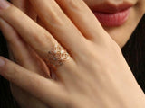 0.1ct Round Cut Diamond Engagement Ring Petite Floral Open 14k Rose Gold Finish