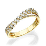 1.5ct Round Cut Diamond Engagement Ring Split Band Dual Row 14k Yellow Gold Over