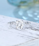 0.5ct Oval Cut Simulated Diamond Minimalist Engagement Ring 14k WhiteGold Plated