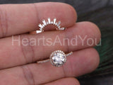 2.2ct Round Cut Moissanite Halo Ring Crown Band Bridal Set 14k Rose Gold Plated