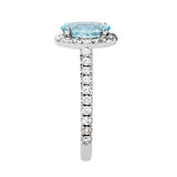2.2ct Oval Cut Blue Topaz Engagement Ring Diamond Halo 14k White Gold Finish