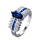 2ct Marquise Cut Blue Sapphire Antique Engagement Ring 14k White Gold Over Women
