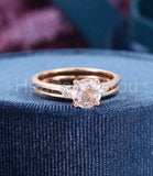 1ct Round Simulated Morganite Solitaire Trilogy Bridal Set 14k Rose Gold Plated