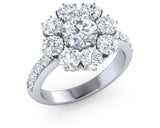 2.5ct Round Cut Diamond Engagement Ring 14k White Gold Finish Floral Solitaire