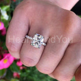 2.2ct Cushion Cut Simulated Diamond Round Accents Halo Ring 14k WhiteGold Plated