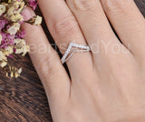 0.5ct Round Cut Moissanite Chevron Bezel Set Wedding Band 14k Rose Gold Plated
