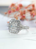 Halo Split Shank Engagement Ring 2.3ct Radiant Cut Diamond 14k White Gold Finish
