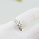3ct Round Cut Diamond Engagement Ring Dual Row Accent Women 14k WhiteGold Finish