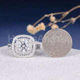 2.2ct Round Cut Moissanite Open Dual Halo Engagement Ring 14k White Gold Plated