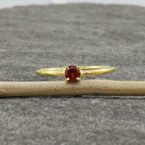 0.5ct Engagement Ring Round Cut Red Garnet Solitaire Women 14k YellowGold Finish
