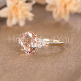 1.5ct Oval Cut Simulated Morganite Petite Engagement Ring 14k Rose Gold Plated