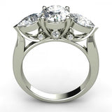2.5ct Oval Cut VVS1D Diamond Pear Accent Engagement Ring 14k White Gold Finish