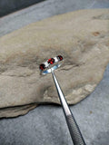 2.5ct Wedding Band Oval Cut Red Garnet Stylish Three Stone 14k White Gold Finish