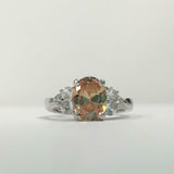 2.5ct Engagement Ring Oval Cut Peach Morganite Diamond Petite 14k WhiteGold Over