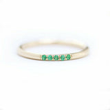 0.3ct Round Cut Green Emerald Wedding Ring Band Minimalist 14k YellowGold Finish