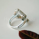 0.43ct Round Cut Moissanite Geometric Ring Guard Women 14K White Gold Plated