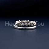 0.5ct Asscher Simulated Diamond Five Stone Wedding Band 14k White Gold Plated