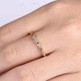 1ct Baguette Cut Diamond Wedding Band Petite Minimalist 14k Yellow Gold Finish