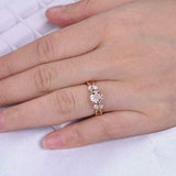 1.6ct Round Morganite Engagement Ring Floral Leaf Solitaire 14k Rose Gold Finish