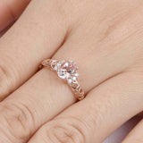 1.4ct Oval Peach Morganite Engagement Ring Diamond Filigree 14k Rose Gold Finish