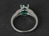 2ct Engagement Ring Oval Cut Emerald Accents with Solitaire 14k White Gold Over
