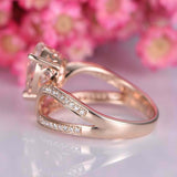 2ct Pear Cut Peach Morganite Engagement Ring Split Band Crown 14k Rose Gold Over