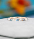 0.5ct Baguette Cut Simulated Aquamarine Half Eternity Band 14k YellowGold Plated