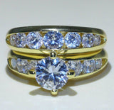 4ct Round Cut Diamond Engagement Ring 14k Yellow Gold Finish Bridal Set Promise