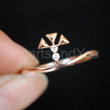 0.4ct Round Cut Moissanite Unique Geometric Engagement Ring 14K Rose Gold Plated