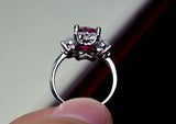 2.25ct Engagement Ring Round Cut Pink Ruby Diamond Floral 14k White Gold Finish