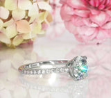 4Ct Round Cut Diamond Accents Four Claw Prong Solitaire Ring 14K White Gold Over