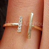 0.2ct Round Cut Moissanite Horizontal Bar Engagement Ring 14k Yellow Gold Plated