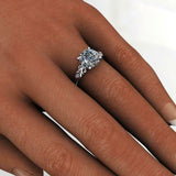 Solitaire Leaf Accent Engagement Ring 2ct Round Cut Diamond 14k WhiteGold Finish