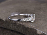 2.4ct Engagement Ring Round Cut Diamond Solitaire With Accent 14k WhiteGold Over