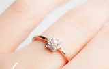 1ct Round Cut Diamond Floral Minimalist Pearl Engagement Ring 14k Rose Gold Over